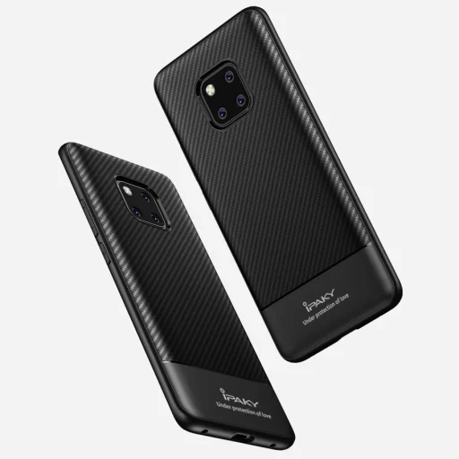 iPaky Carbon Fiber flexibilis TPU tok Huawei Mate 20 Pro fekete - 3