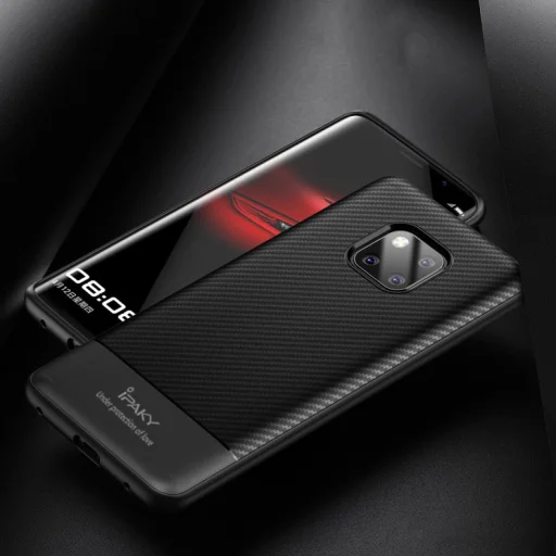 iPaky Carbon Fiber flexibilis TPU tok Huawei Mate 20 Pro fekete - 2