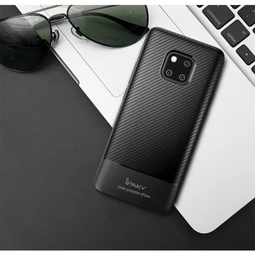 iPaky Carbon Fiber flexibilis TPU tok Huawei Mate 20 Pro fekete - 4