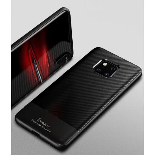 iPaky Carbon Fiber flexibilis TPU tok Huawei Mate 20 Pro fekete - 7