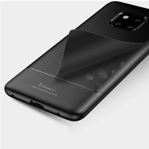 iPaky Carbon Fiber flexibilis TPU tok Huawei Mate 20 Pro fekete - 8