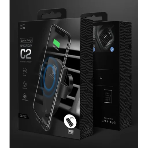 Dux Ducis C2 Gravity autós telefontartó és vezeték nélküli Qi gyorstöltő fekete - 11