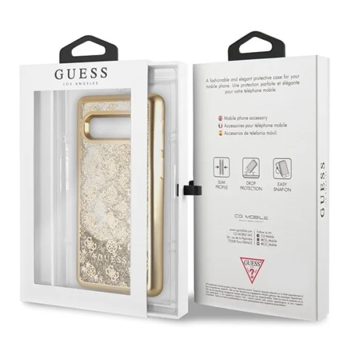 Guess Peony folyékony flitteres mintájú tok Samsung S10 arany - 6
