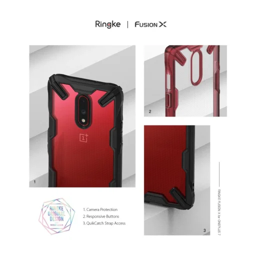 Ringke Fusion X PC tok TPU kerettel OnePlus 7 fekete színben - 9