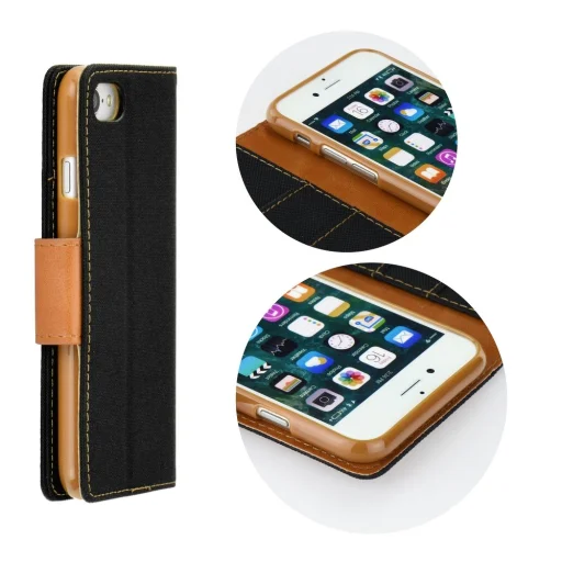 Vászon fliptok Samsung A50 fekete színben - 5