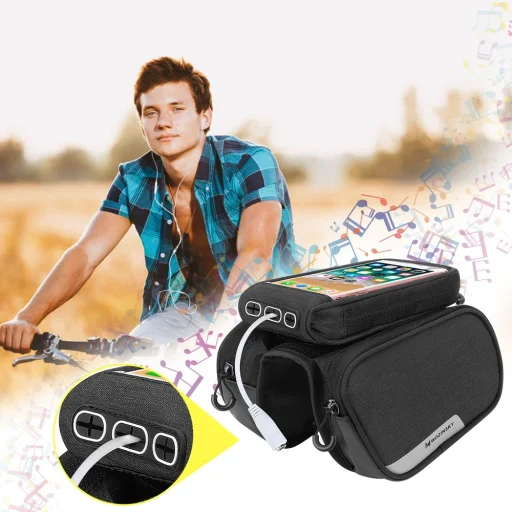 Wozinsky biciklis telefontartó táska, kijelzőkezelő felülettel fekete - 3