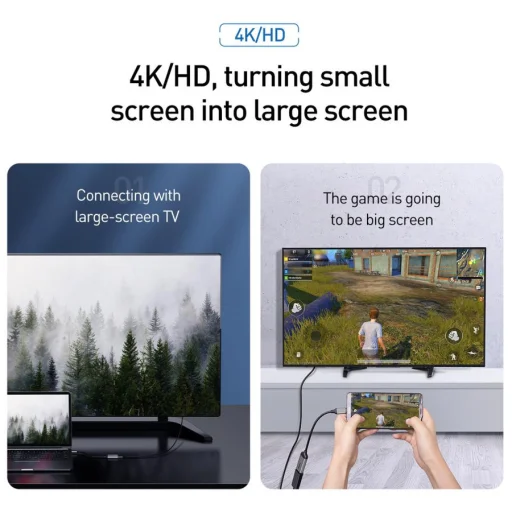 Baseus Enjoyment HUB USB Type-C - 4K HDMI konverter szürke - 3