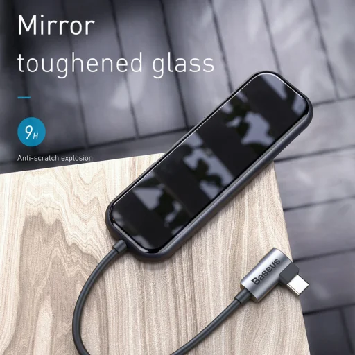 Baseus Type-C HUB 9H üveg borítással - 4K/HD + PD, 3x USB 3.0, HDMI - 7