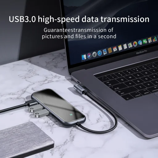 Baseus multifunkciós HUB átalakító Type-C/3xUSB3.0/HDMI/PD/SD/TF szürke - 4
