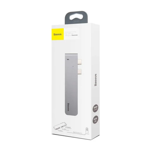 Baseus 5in1 Thunderbolt type C+ Dual HUB dokkoló állomás szürke (CAHUB-B0GE) - 9