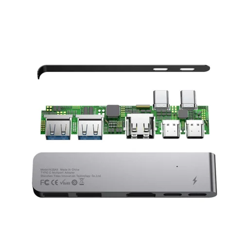 Baseus 5in1 Thunderbolt type C+ Dual HUB dokkoló állomás szürke (CAHUB-B0GE) - 5