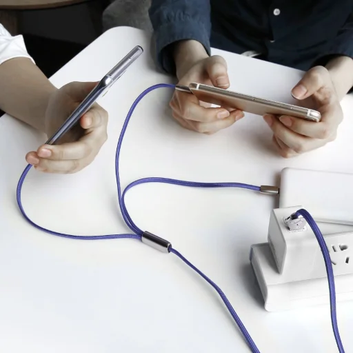 Baseus FuWang Cute USB - micro USB/Lightning/Type-C kábel 3A 1,2m kék - 7