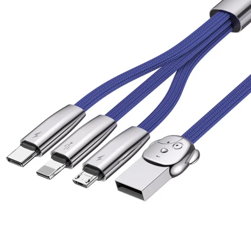Baseus FuWang Cute USB - micro USB/Lightning/Type-C kábel 3A 1,2m kék - 3