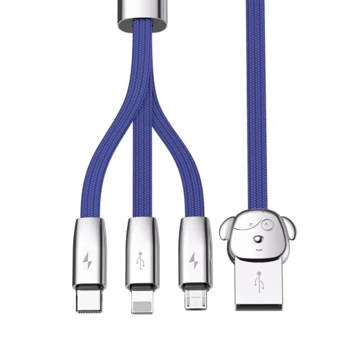 Baseus FuWang Cute USB - micro USB/Lightning/Type-C kábel 3A 1,2m kék - 1