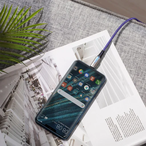 Baseus Csepp alakú Type-C PD2.0 60W töltő kábel világítással 1m fekete - 11