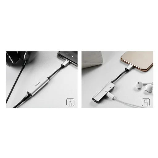 Baseus 3in1 Lightning - Dual Lightning/ 3.5 Jack adapter fekete - 9