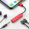 Baseus 3in1 Lightning - Dual Lightning/ 3.5 Jack adapter piros thumbnail