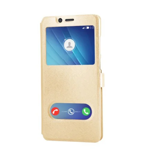 SMD Samsung Galaxy A50 flip tok mágneses zárással, kijelző kivágással arany színben  - 3