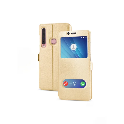 SMD Samsung Galaxy A50 flip tok mágneses zárással, kijelző kivágással arany színben  - 1