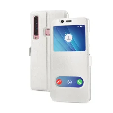 SMD Samsung Galaxy A50 flip tok mágneses zárással, kijelző kivágással fehér színben 