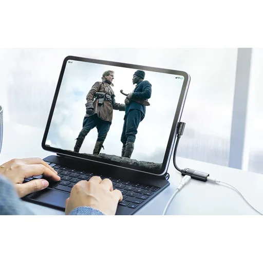 Mcdodo CA-1880 USB-C - AUX mini jack 3.5mm + USB-C (60W PD) átalakító adapter (fekete) DAC - 8