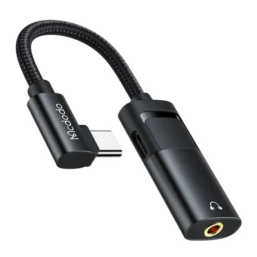 Mcdodo CA-1880 USB-C - AUX mini jack 3.5mm + USB-C (60W PD) átalakító adapter (fekete) DAC - 3