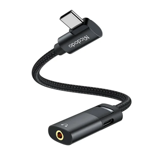 Mcdodo CA-1880 USB-C - AUX mini jack 3.5mm + USB-C (60W PD) átalakító adapter (fekete) DAC - 4