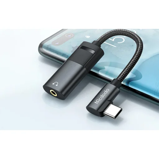 Mcdodo CA-1880 USB-C - AUX mini jack 3.5mm + USB-C (60W PD) átalakító adapter (fekete) DAC - 5