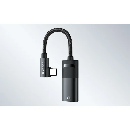 Mcdodo CA-1880 USB-C - AUX mini jack 3.5mm + USB-C (60W PD) átalakító adapter (fekete) DAC - 6