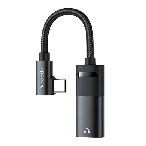 Mcdodo CA-1880 USB-C - AUX mini jack 3.5mm + USB-C (60W PD) átalakító adapter (fekete) DAC - 1