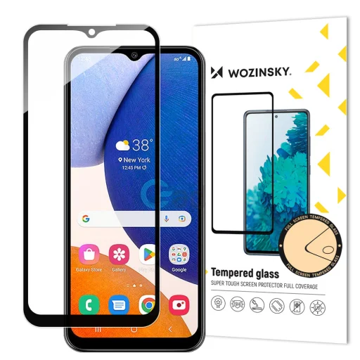 Samsung Galaxy A14 4G/5G üvegfólia Wozinsky Full Glue 9H fekete kerettel tokbarát - 1
