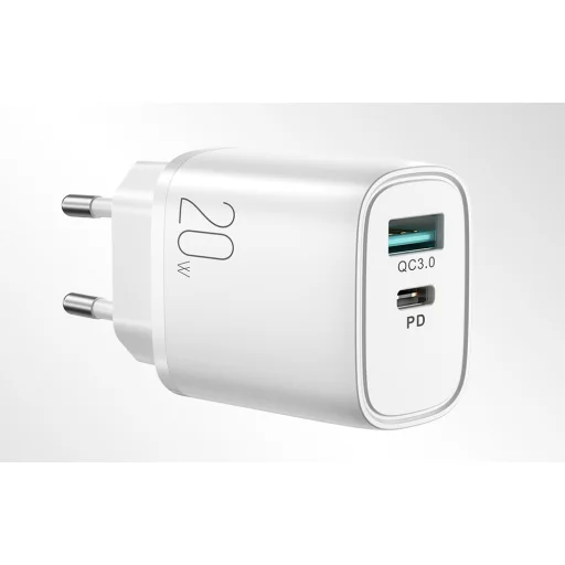 Joyroom gyorstöltő fali adapter USB-A QC 3.0/USB-C PD 20W fehér (L-QP2011) - 3