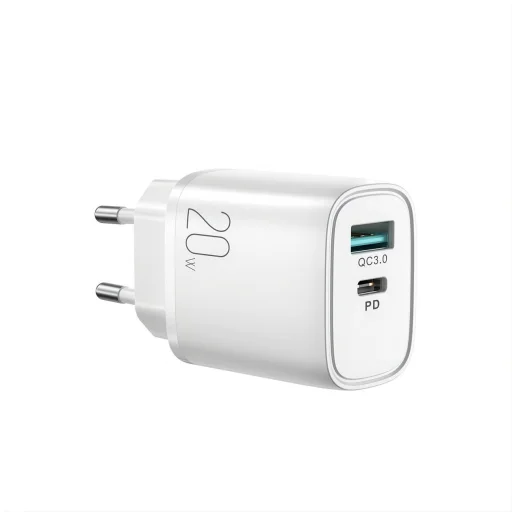 Joyroom gyorstöltő fali adapter USB-A QC 3.0/USB-C PD 20W fehér (L-QP2011) - 1