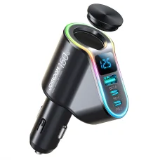 Joyroom 4 az 1-ben gyors autós töltő USB_A QC 3.0/2xUSB-C PD 150W fekete (JR-CL21) szivargyújtóba