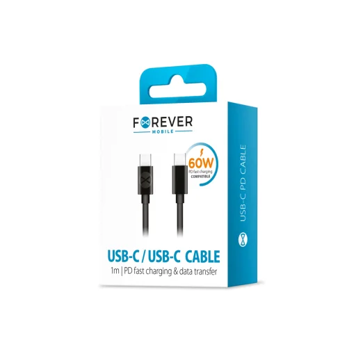 Forever USB-C - USB-C kábel 1,0 m 60W fekete - 1