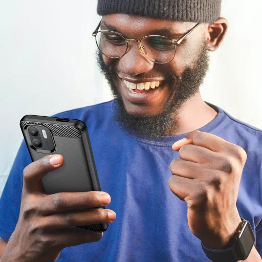 Xiaomi Redmi A1 Plus Carbon szénszál mintájú TPU tok fekete - 7