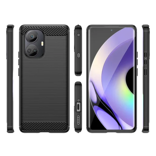 Realme 10 Pro Plus Carbon szénszál mintájú TPU tok fekete - 7