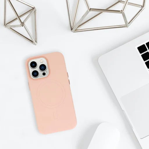 iPhone 13 MagSafe Leather bőr telefontok világos rózsaszín - 3