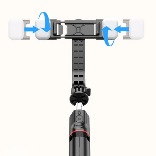 Szelfiállvány leszerelhető lámpával, állvánnyal és bluetooth távirányítóval L13D fekete - 12