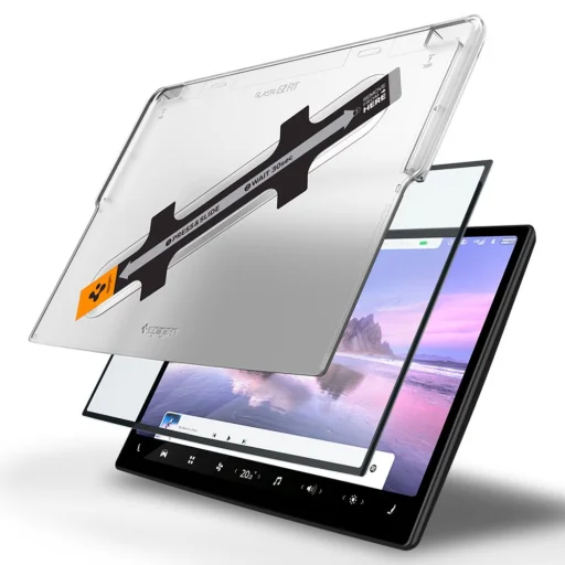 Tesla Model X 2022/ Model S 2021 Spigen Glas.TR EZ Fit kijelzővédő üvegfólia + felhelyezőkeret - 10