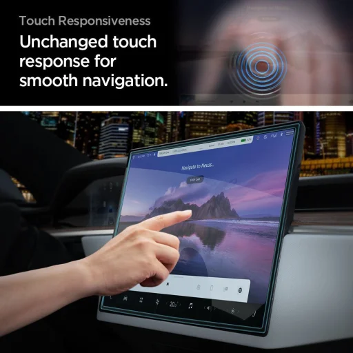 Tesla Model X 2022/ Model S 2021 Spigen Glas.TR EZ Fit kijelzővédő üvegfólia + felhelyezőkeret - 11