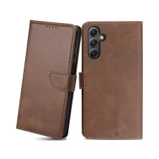 Samsung Galaxy A34 5G mágneses PU bőr fliptok kártyatartóval sötétbarna Alphajack