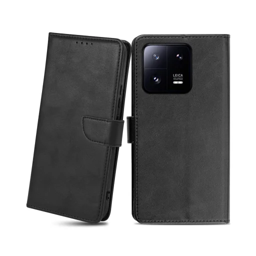 Xiaomi 13 Pro mágneses PU bőr fliptok kártyatartóval fekete Alphajack - 1