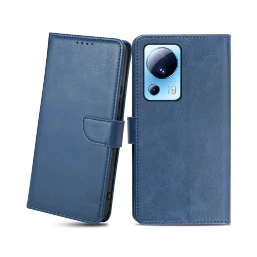 Xiaomi 13 Lite mágneses PU bőr fliptok kártyatartóval kék Alphajack - 1