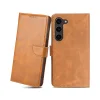Samsung Galaxy S23 mágneses PU bőr fliptok kártyatartóval világosbarna Alphajack thumbnail