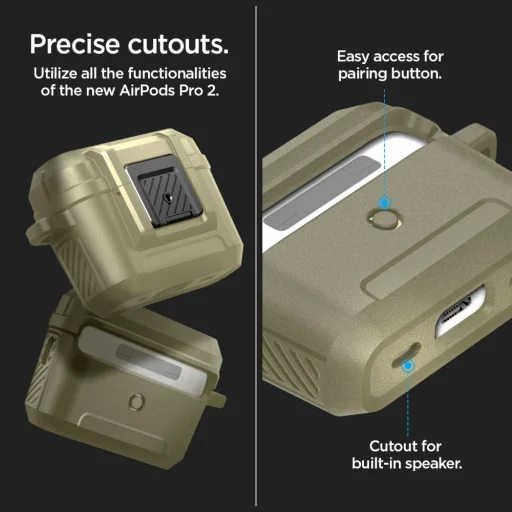 Spigen Lock Fit puzdro pre Airpods Pro 1/2 Vintage Khaki (ACS05911) - 14