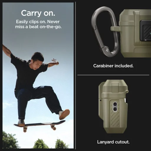 Spigen Lock Fit puzdro pre Airpods Pro 1/2 Vintage Khaki (ACS05911) - 7