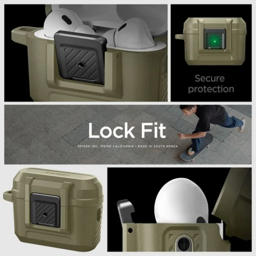 Spigen Lock Fit puzdro pre Airpods Pro 1/2 Vintage Khaki (ACS05911) - 8