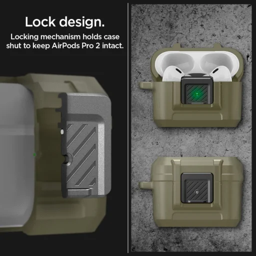 Spigen Lock Fit puzdro pre Airpods Pro 1/2 Vintage Khaki (ACS05911) - 9