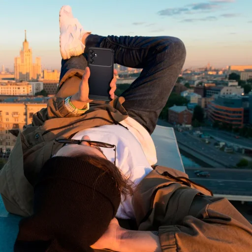 Samsung Galaxy A14 4G/5G Spigen Rugged Armor tok matt fekete - 5